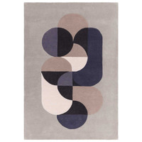 Matrix 92 Statement Grey Blue Stylish Wool Rug
