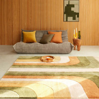 Romy 02 Retro Green Eco Friendly Modern Rug