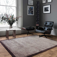 Blade Border Handwoven Rug Charcoal Moleskin 09