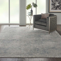 Rustic Textures RUS09 Ivory Light Blue Abstract Rug Runner