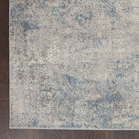 Rustic Textures RUS09 Ivory Light Blue Abstract Rug Runner