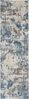 Rustic Textures RUS08 Grey Blue Abstract Rug Runner