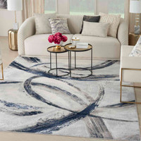 Brush Strokes Rug 02 Metallic Grey Navy