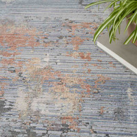 Contemporary Rug Abstract Hues Grey Blue