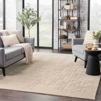 Alessa Plain Beige Handmade Wool Rug
