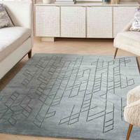 Alessa Plain Blue Handmade Wool Rug