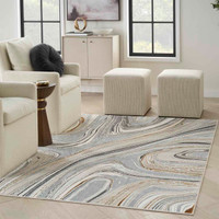 Glitz GLZ21 Grey Gold Metallic Marble Rug