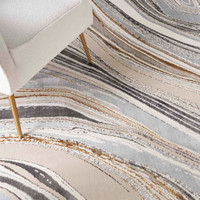 Glitz GLZ21 Grey Gold Metallic Marble Rug