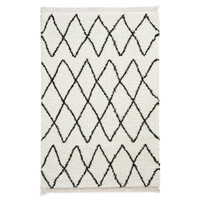 Boho 8280 White Black Berber Shaggy Moroccan Rug Runner