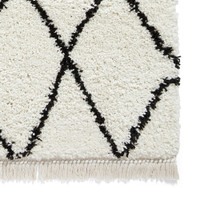 Boho 8280 White Black Berber Shaggy Moroccan Rug Runner
