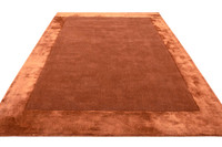Ascot Luxury Rust Glossy Border Thick Wool Rug