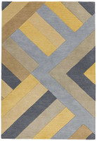 Reef Rug RF02 Big Zig Ochre Grey Wool Runner