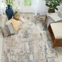 Rustic Textures RUS06 Beige Grey Abstract Rug Runner