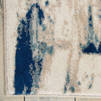 Abstract Maxell Rug MAE16 Ivory Blue Runner