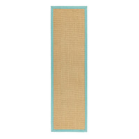 Sisal Rug Linen Aqua Border Runner