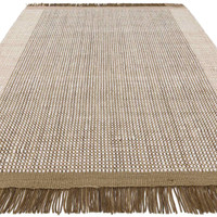 Avalon Forest Flatweave Thin Wool Rug with Fringe