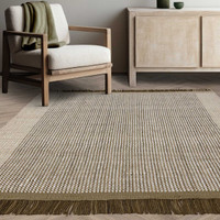 Avalon Forest Flatweave Thin Wool Rug with Fringe