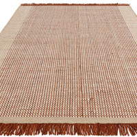 Avalon Rust Flatweave Thin Wool Rug with Fringe