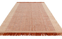 Avalon Rust Flatweave Thin Wool Rug with Fringe