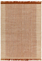 Avalon Rust Flatweave Thin Wool Rug with Fringe