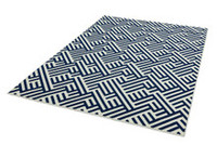 On Sale Antibes Outdoor Rug Blue White Linear AN04 160x230cm