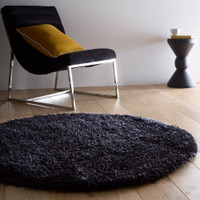 Origins Chicago Black Thick Shaggy Rug Circle