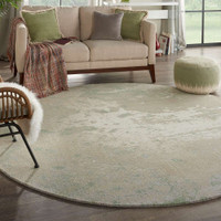 Twilight TWI06 Ivory Green Abstract Rug Circle