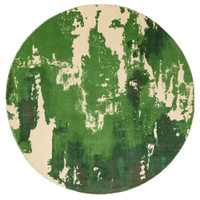 Saturn Rug Green Woolen Print Circle