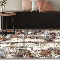 Paprika Abstract Rug 7161 Cream Grey Terracotta