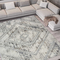 Abstract Square Grey Geometric Rug