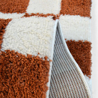 Snug Super Soft Shaggy Rug Checks Terracotta
