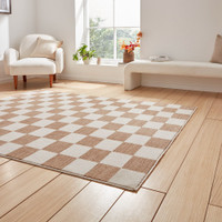 Baltimore Beige White Modern Checker Rug