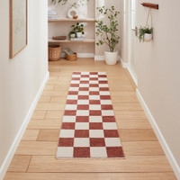 Baltimore Plum Red White Modern Checker Rug Runner