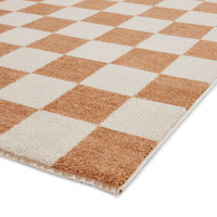 Baltimore Walnut Orange Modern Checker Rug Runner