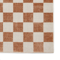Baltimore Walnut Orange Modern Checker Rug Runner