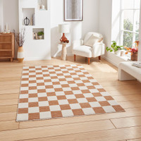 Baltimore Walnut Orange Modern Checker Rug