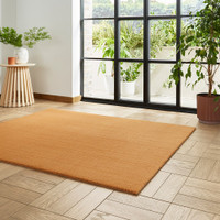 Bay Camel Orange Plain Shaggy Washable Rug