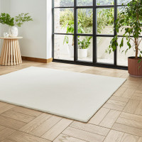 Bay Ivory White Plain Shaggy Washable Rug