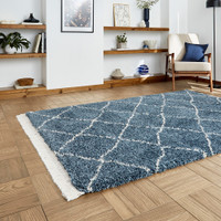 Boho 5413 Blue Berber Shaggy Moroccan Rug Runner
