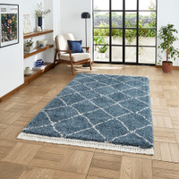 Boho 5413 Blue Berber Shaggy Moroccan Rug