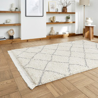 Boho 5413 Cream Berber Shaggy Moroccan Rug Runner