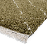 Boho 5413 Green Berber Shaggy Moroccan Rug Runner