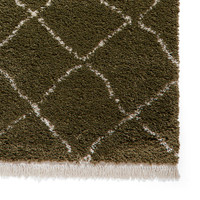 Boho 5413 Green Berber Shaggy Moroccan Rug Runner