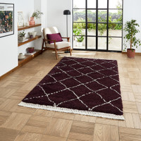 Boho 5413 Purple Berber Shaggy Moroccan Rug Runner