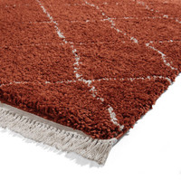 Boho 5413 Rust Red Berber Shaggy Moroccan Rug Runner