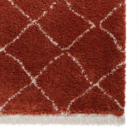 Boho 5413 Rust Red Berber Shaggy Moroccan Rug Runner