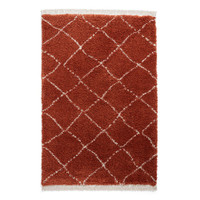 Boho 5413 Rust Red Berber Shaggy Moroccan Rug