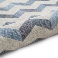 Coral Blue Geometric Waves Washable Rug Runner