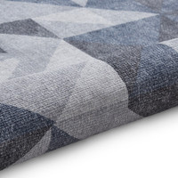 Coral Blue Grey Geometric Washable Rug Runner
