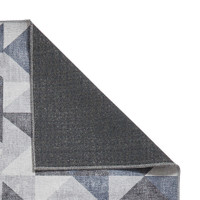 Coral Blue Grey Geometric Washable Rug
